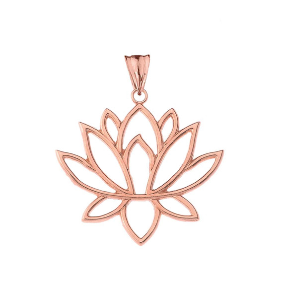 Double Sided Lotus Flower Pendant Necklace in Rose Gold