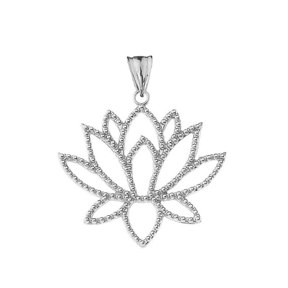 Double Sided Lotus Flower Pendant Necklace in Sterling Silver