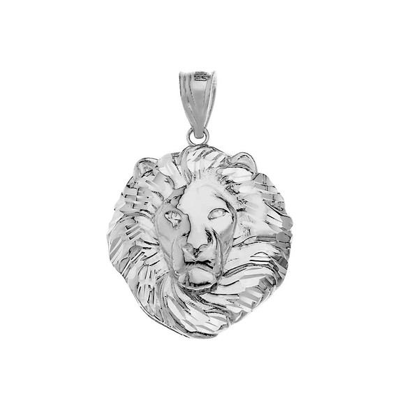 Solid Gold Lion King Head Pendant Necklace (Available in Yellow/Rose/White Gold) 1.31" (Medium)