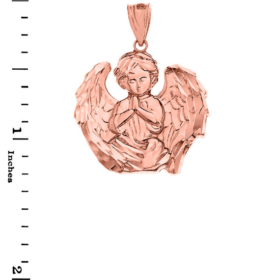 Praying Guardian Angel Pendant Necklace in Gold (Yellow/Rose/White)