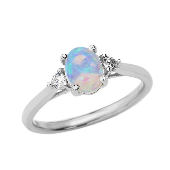 October Birthstone and White Topaz Promise Ring In White Gold