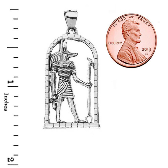 Oxidized Sterling Silver Egyptian Anubis Pendant Necklace