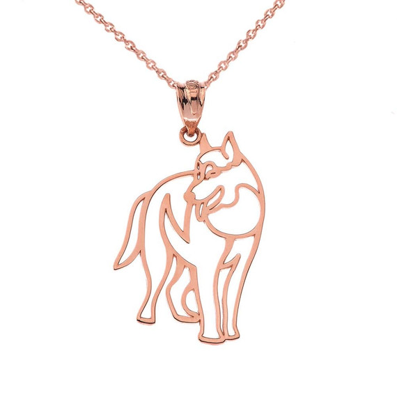 Wolf Cut Out Pendant Necklace in Gold (Yellow/Rose/White)