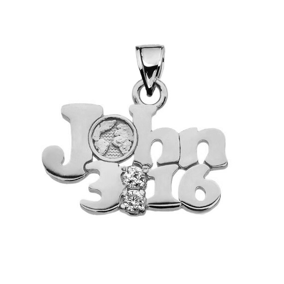 John 3:16 Cubic Zirconia Pendant Necklace in Sterling Silver