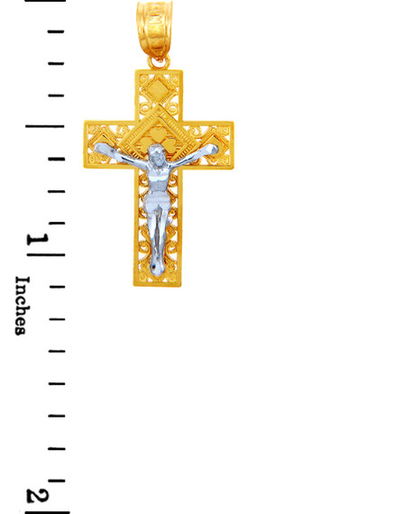Two Tone Gold Crucifix Pendant - The Crosses Crucifix