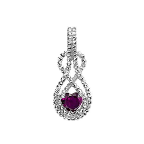 .925 Sterling Silver Personalized Heart Alexandrite Birthstone Infinity Teardrop Beaded Hidden Bail Pendant