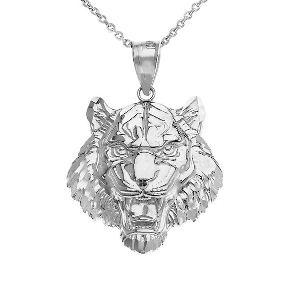 Roaring Tiger Pendant Necklace in .925 Sterling Silver (Small)