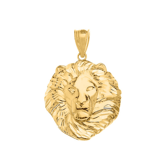 Lion King Head Pendant Necklace in Gold (Large) 1.61 in. (Yellow/Rose/White)