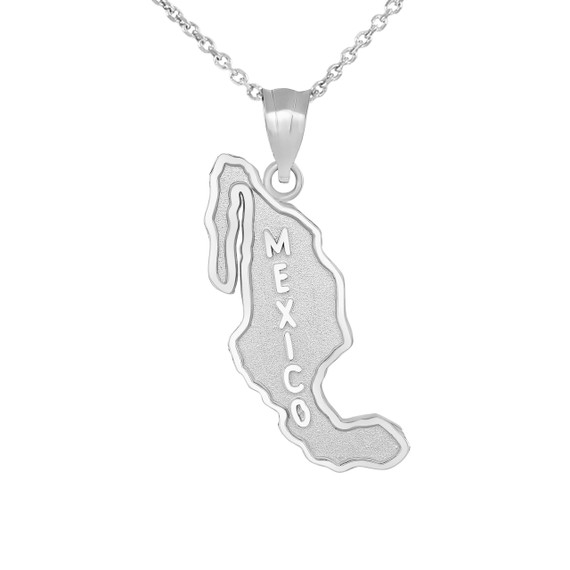 Mexico Map Charm Pendant Necklace in .925 Sterling Silver