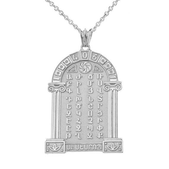 Ancient Armenian Alphabet Mesrop Mashtots Pendant Necklace In Sterling Silver