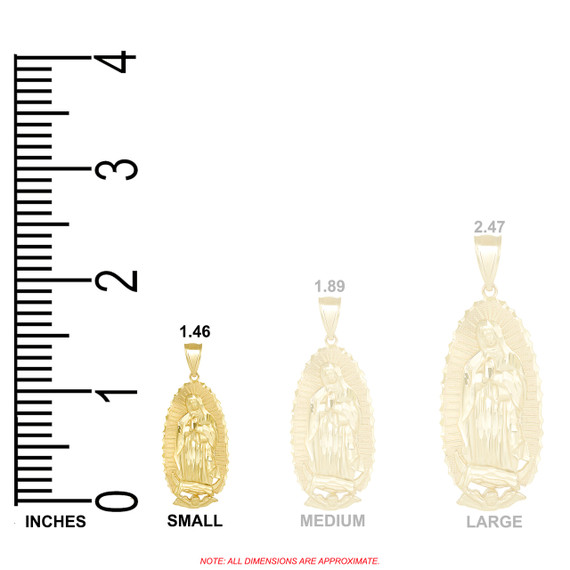 Our Lady Of Guadalupe Pendant Necklace in Gold (Small) 1.46 in. (Yellow/Rose/White)