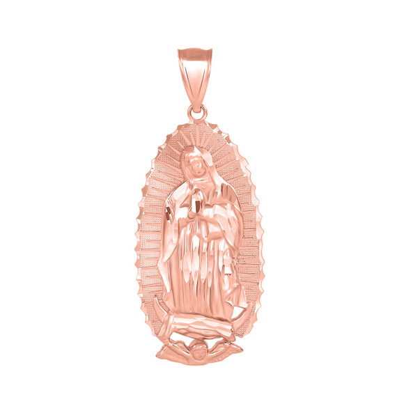 Our Lady Of Guadalupe Pendant Necklace in Gold (Medium) 1.89 in. (Yellow/Rose/White)