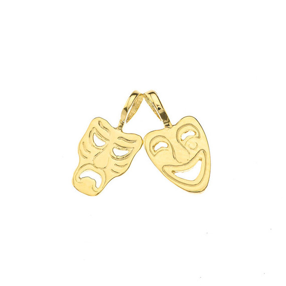 Comedy & Tragedy Masks (Sock & Buskin) Pendant Necklace in Yellow Gold