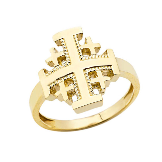 Jerusalem Cross Ring in Gold