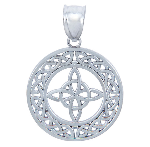 Silver Round Trinity Knot Pendant Necklace