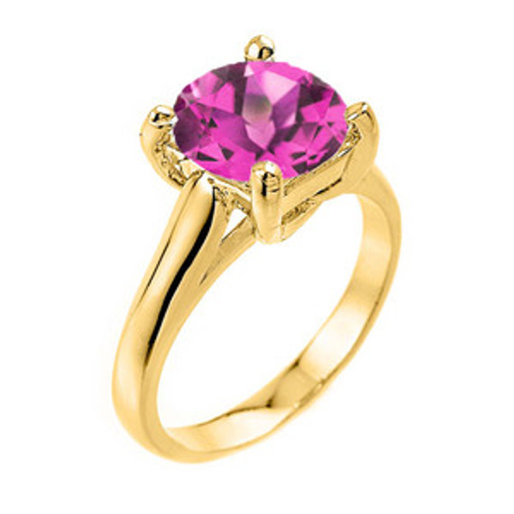 Solitaire 5ct (9.5 mm) Birthstone Engagement Promise Ring In Gold