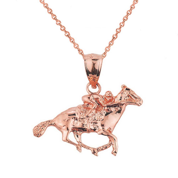 Rose Gold Polo Horse and Rider Sports Charm Pendant