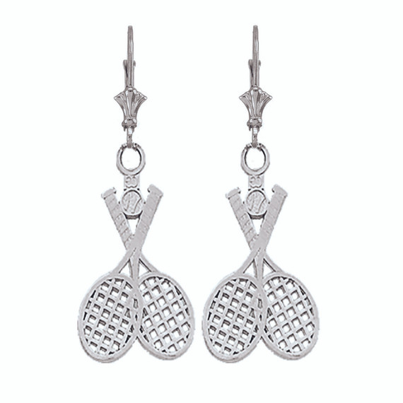 Tennis Racquet & Ball Leverback Earrings(Available in Yellow/Rose/White Gold)