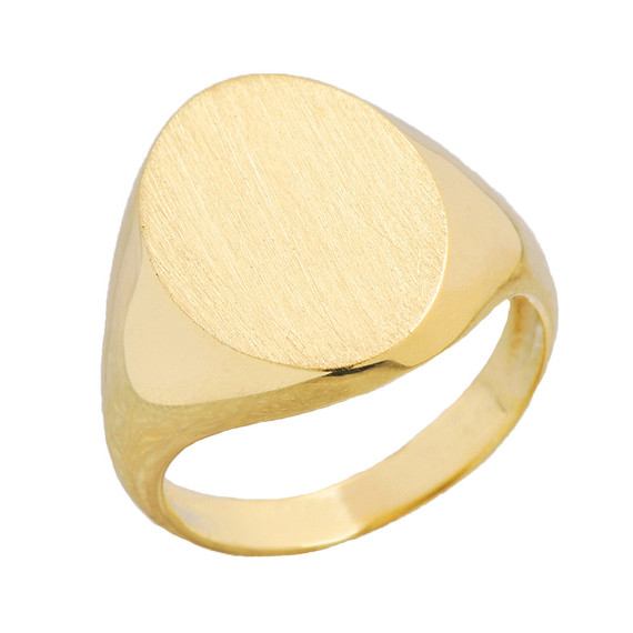 Men's Bold Engravable Oval Signet Ring in Gold