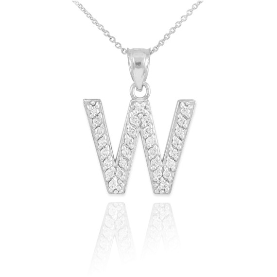 .925 Sterling Silver Letter "A-Z" Initial CZ Monogram Pendant Necklace