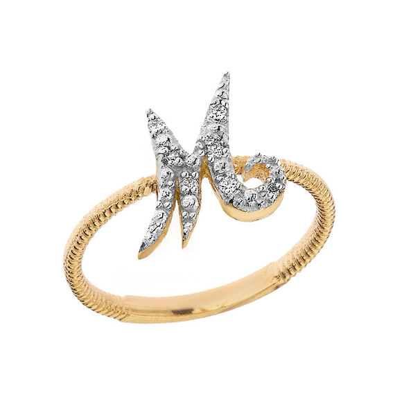 "A-Z" Script Initial Diamond Stackable Rope Ring (Available in Yellow/Rose/White Gold)