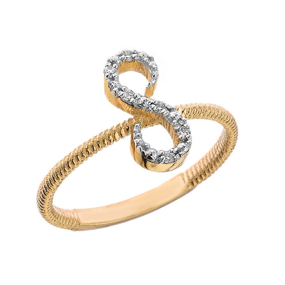 "A-Z" Script Initial Diamond Stackable Rope Ring (Available in Yellow/Rose/White Gold)