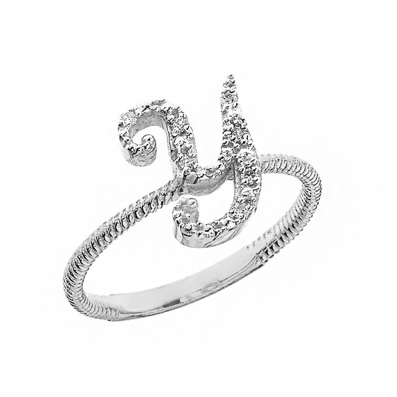 "A-Z" Script Initial Diamond Stackable Rope Ring (Available in Yellow/Rose/White Gold)