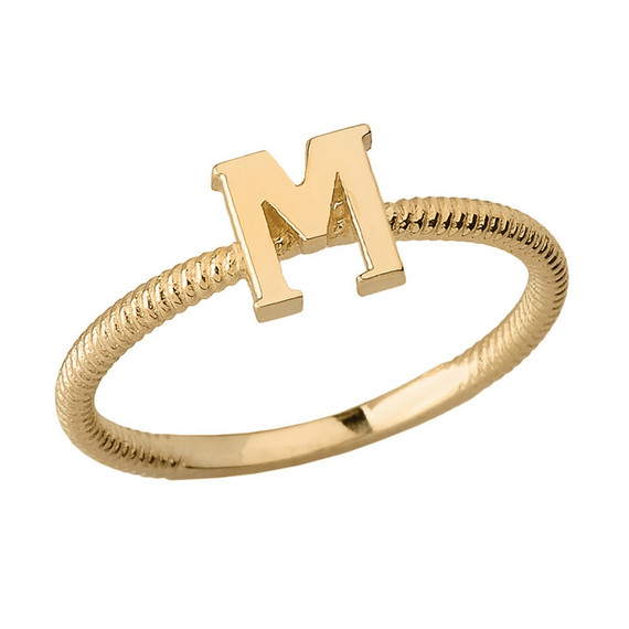 Letter "A-Z" Initial Alphabet Stackable Ring (Available in Yellow/Rose/White Gold)