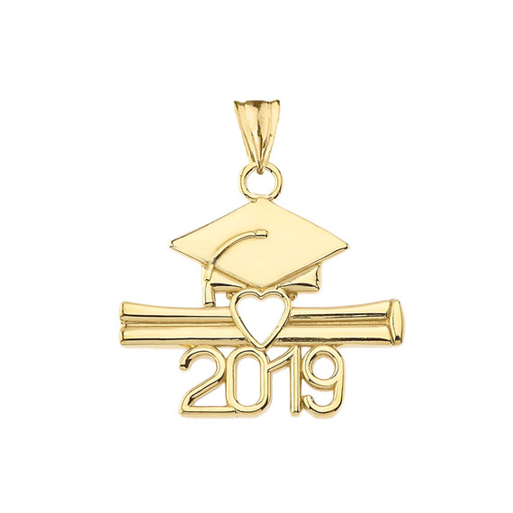 Class of 2019 Graduation Pendant Necklace in  Gold (Yellow/Rose/White)