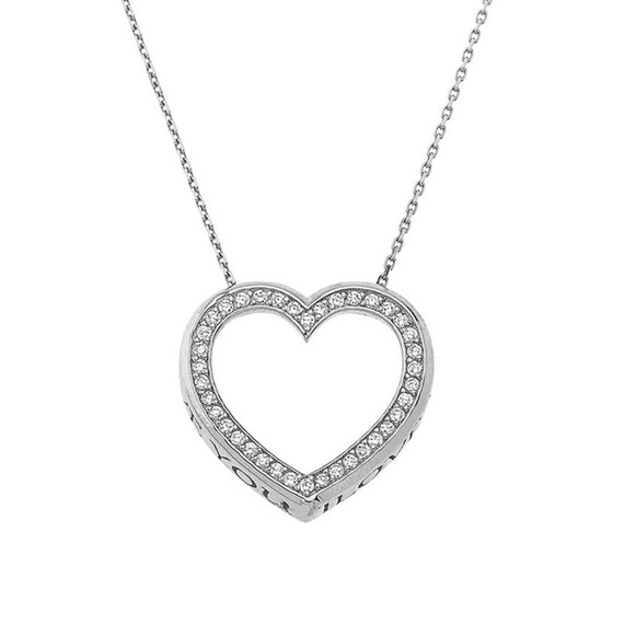 Valentine's Heart "I LOVE YOU" Necklace in Sterling Silver (0.62")