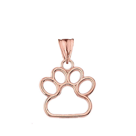 Dainty Dog Paw Print Pendant Necklace In Gold (Yellow/Rose/White) (0.66'')