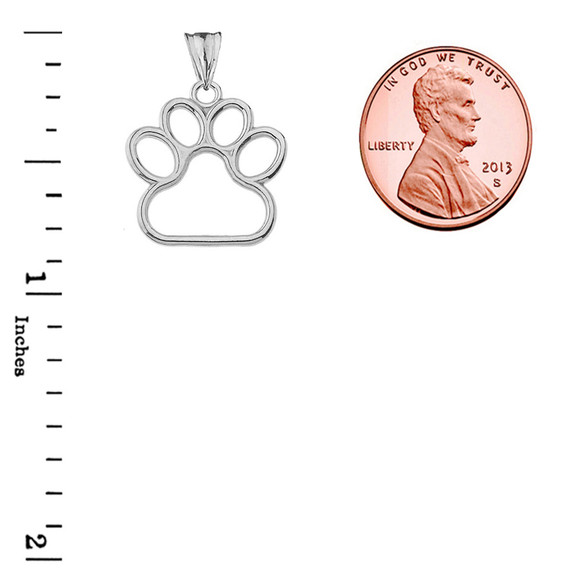 Dainty Dog Paw Print Pendant Necklace In Sterling Silver (0.80'')