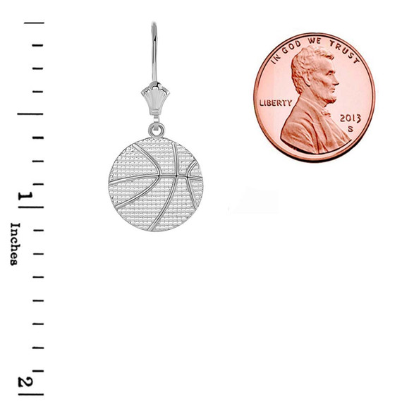 Basketball Leverback Earrings in Sterling Silver