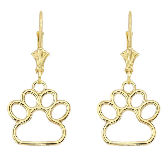 Dainty Dog Paw Print LeverBack Earring (Available in Yellow/Rose/White Gold)