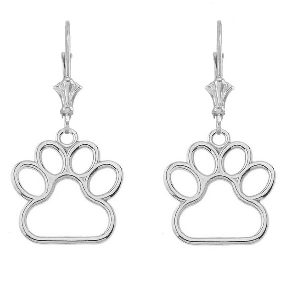 Dainty Dog Paw Print LeverBack Earring In Sterling Silver (Medium)