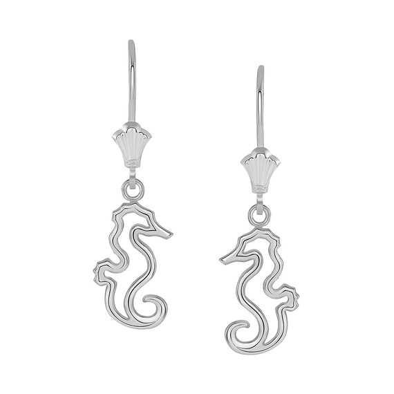 Seahorse Leverback Earrings in Sterling Silver