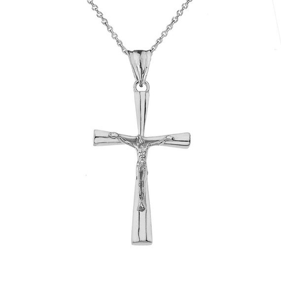 Crucifix Cross Pendant Necklace In Sterling Silver (Medium)