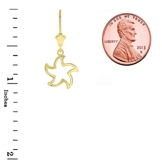 Polished Starfish Leverback Earrings(Available in Yellow/Rose/White Gold)