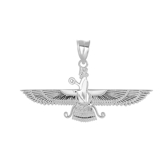 Persian God Faravahar Pendant Necklace in Sterling Silver