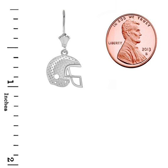 Textured Football Helmet Leverback Earrings in Sterling Silver