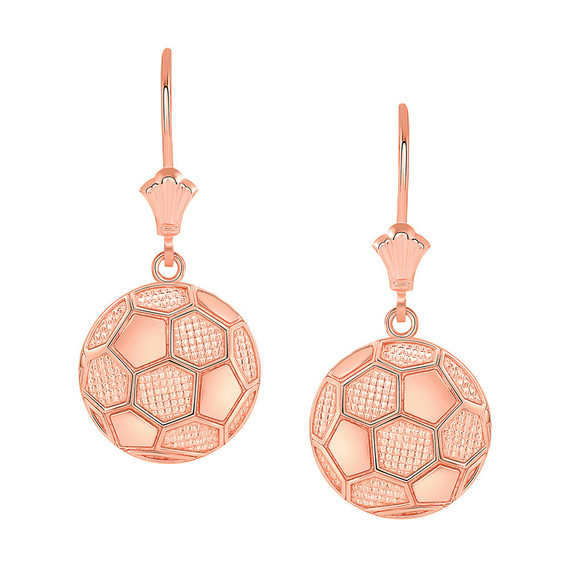 Gold Soccer Ball Fútbol Sports Leverback Earrings(Available in Yellow/Rose/White Gold)