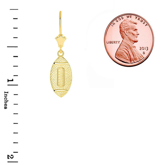 Textured Football Sports Leverback Earrings (Available in Yellow/Rose/White Gold)