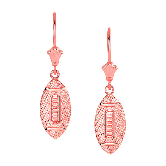 Textured Football Sports Leverback Earrings (Available in Yellow/Rose/White Gold)