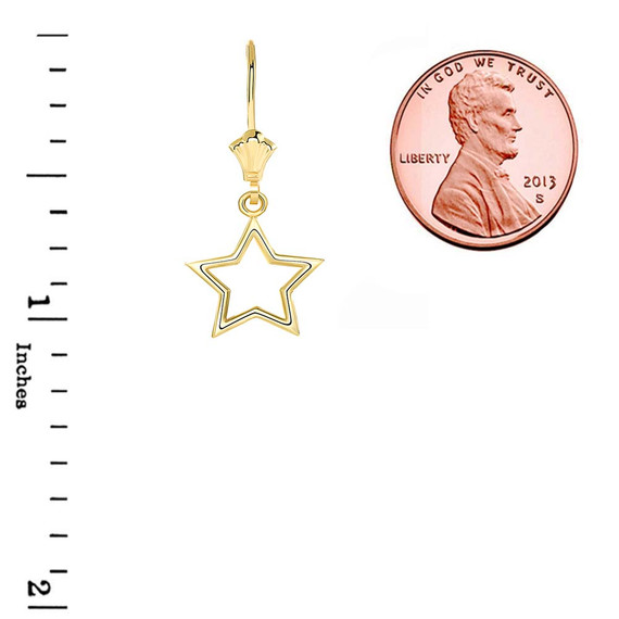 Polished Star Leverback Earrings(Available in Yellow/Rose/White Gold)