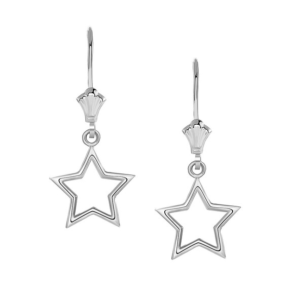 Polished Star Leverback Earrings(Available in Yellow/Rose/White Gold)