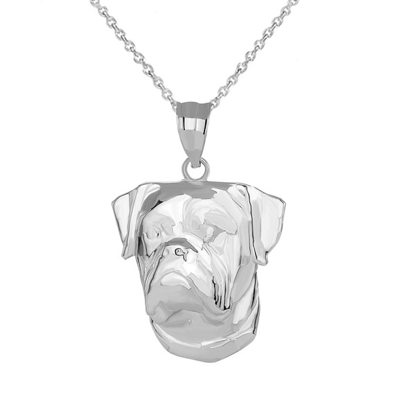 American Bulldog Head Pendant Necklace in Gold (Yellow/ Rose/White)