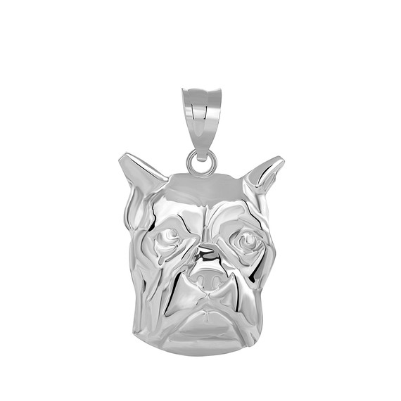 Boxer Dog Head Pendant Necklace in Gold (Yellow/ Rose/White)