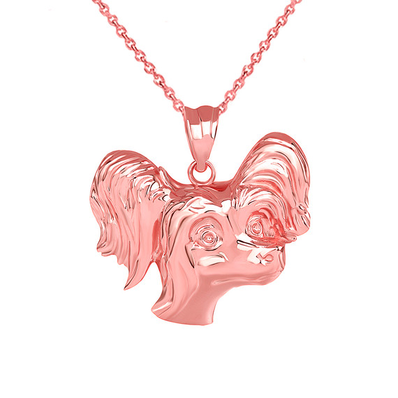 Poodle Head Pendant Necklace in Gold (Yellow/ Rose/White)