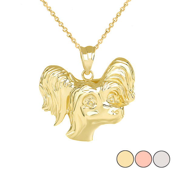 Poodle Head Pendant Necklace in Gold (Yellow/ Rose/White)