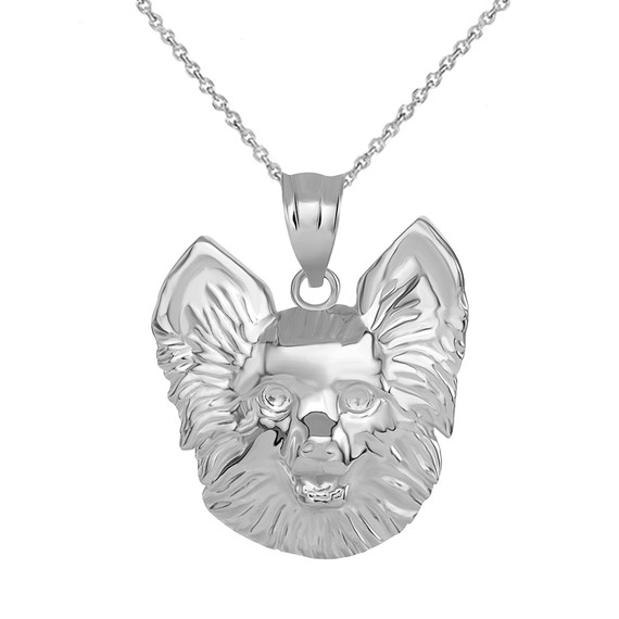 Pomeranian Dog Head Pendant Necklace in Gold (Yellow/ Rose/White)